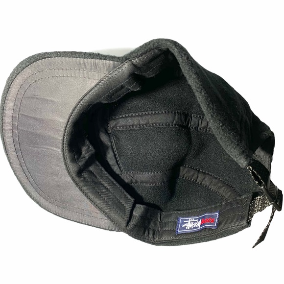 Stussy Hats Logo Black Wool 5 Panel Strap Back Cap - Picture 3 of 4